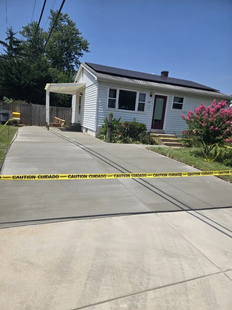 New concrete double driveway